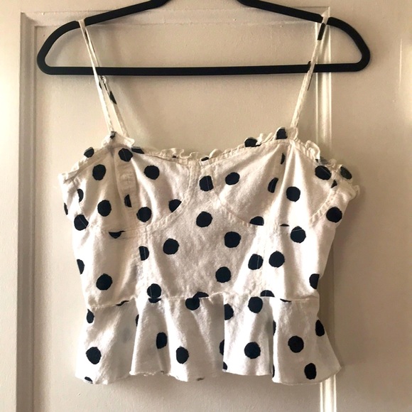 UO frilly polkadot strappy peplum camisole tank - Picture 2 of 6